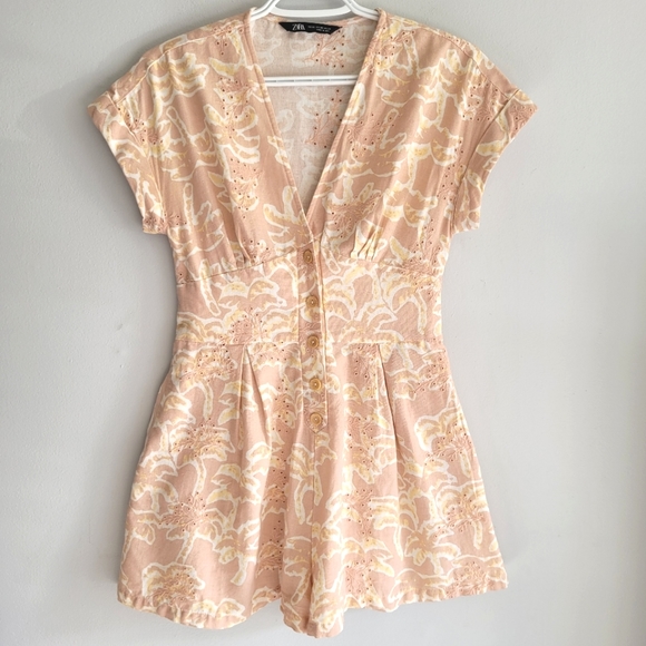 Zara Button Front Floral Print Romper - Picture 4 of 10